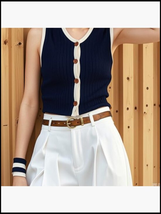 Genuine Leather Belt with Gold Vintage Brass Buckle for Women main image 6